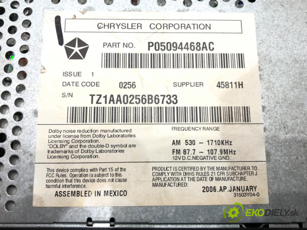 CHRYSLER PACIFICA 2003 - 2008    3.5 AWD 186 kW [253 KM] benzyna 2003 - 2006  RADIO P05094468AC (Audio zariadenia)