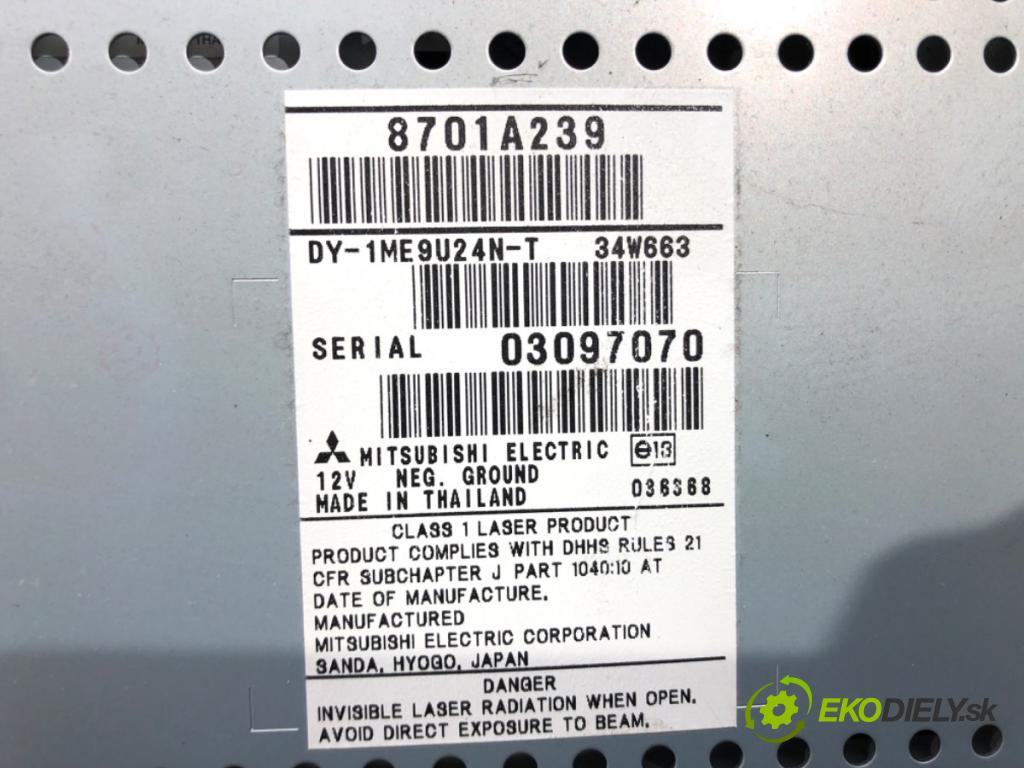 MITSUBISHI COLT VI (Z3_A, Z2_A) 2002 - 2012    1.3 70 kW [95 KM] benzyna 2004 - 2012  RADIO 8701A239 (Audio zariadenia)