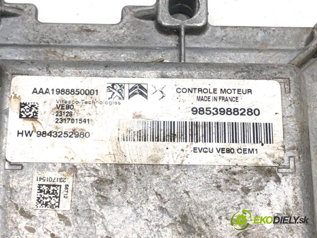 PEUGEOT 208 II (UB_, UP_, UW_, UJ_) 2019 - 2022    e-208 100 kW [136 KM] elektryczny 2019 - 2022  riadiaca jednotka Motor 9853988280 (Riadiace jednotky)