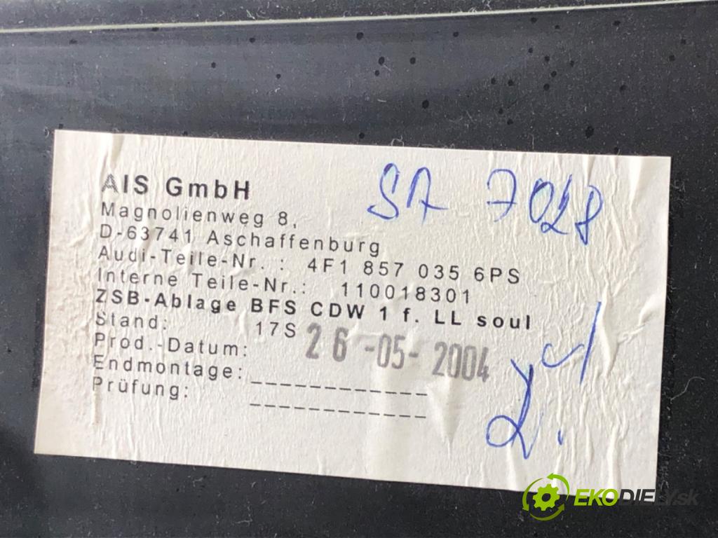AUDI A6 C6 (4F2) 2004 - 2011    2.4 130 kW [177 KM] benzyna 2004 - 2008  Priehradka, kastlík spolujazdca  (Priehradky, kastlíky)