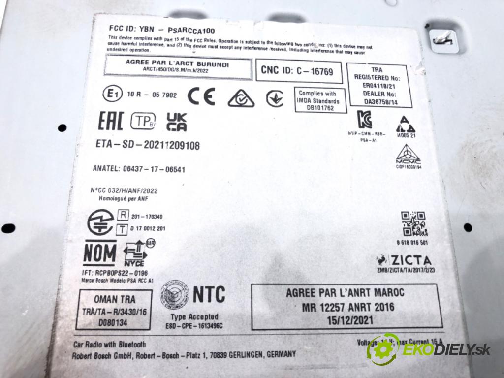 OPEL CORSA F 2019 - 2022    1.2 (68) 55 kW [75 KM] benzyna 2019 - 2022  RADIO Navigácia 9847854380 (Audio zariadenia)