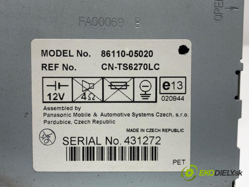 TOYOTA AVENSIS Kombi (_T25_) 2003 - 2008    2.0 (AZT250_) 108 kW [147 KM] benzyna 2003 - 2008  Dislpej 86110-05020 (Prístrojové dosky, displeje)