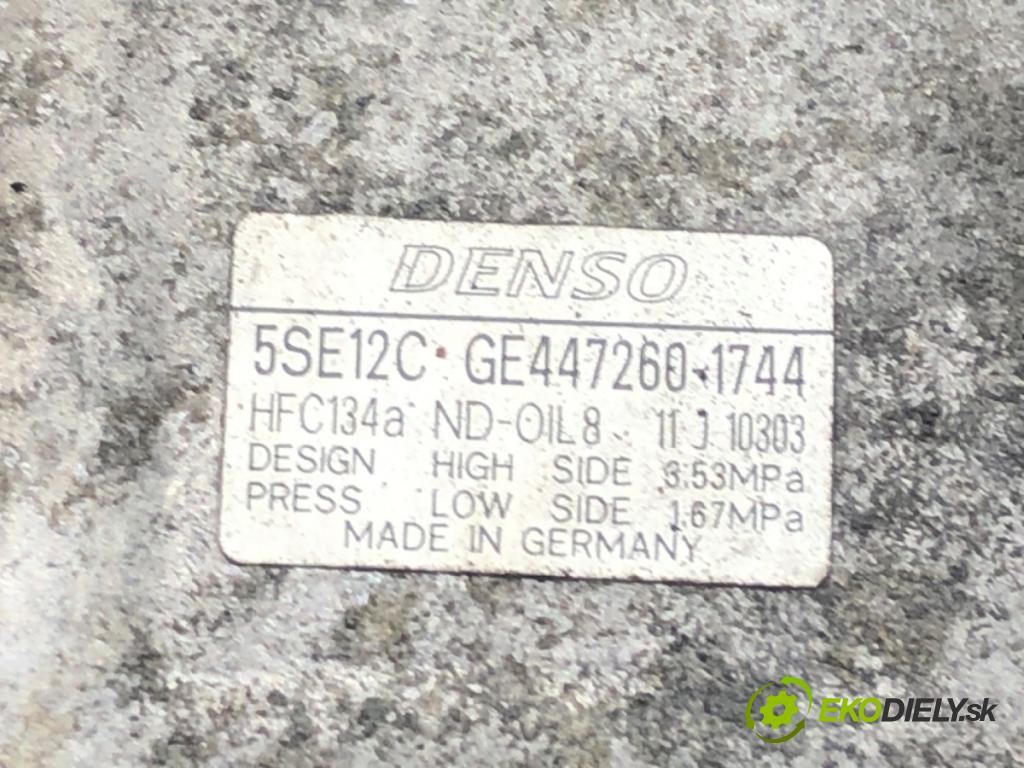 TOYOTA AVENSIS (_T25_) 2003 - 2008    2.0 D-4D (ADT250_) 93 kW [126 KM] olej napędowy 2006 - 2008  kompresor klimatizace GE447260-1744 (Kompresory)