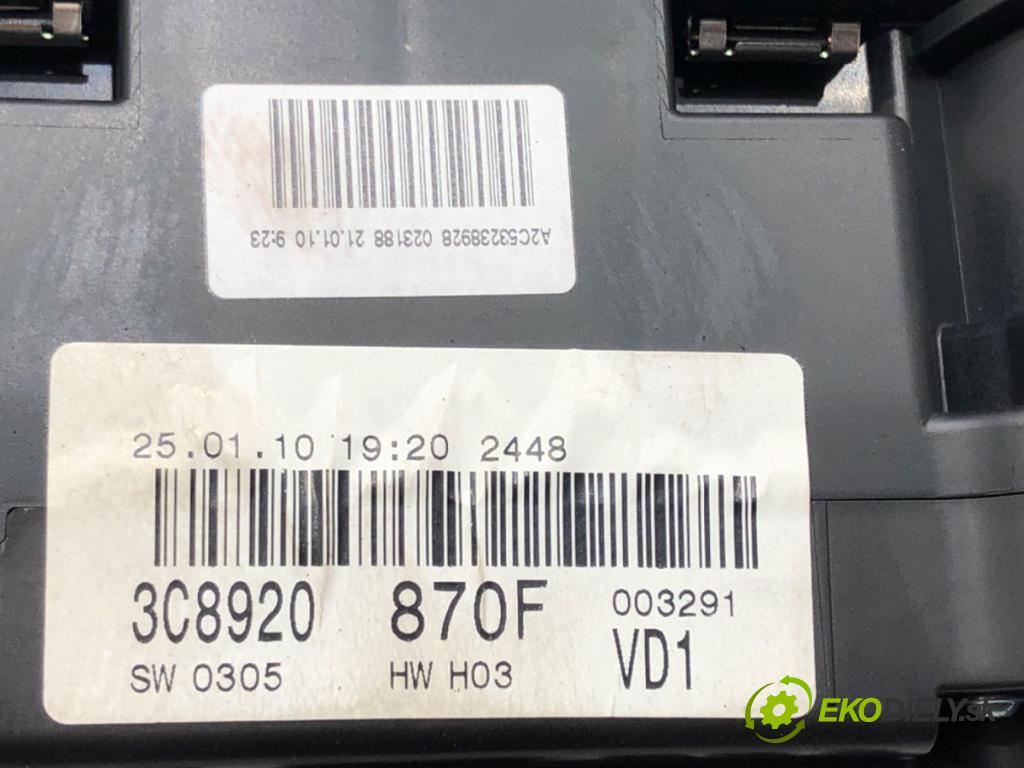 VW PASSAT CC B6 (357) 2008 - 2012    1.8 TSI 118 kW [160 KM] benzyna 2008 - 2012  Prístrojovka 3C8920870F (Prístrojové dosky, displeje)