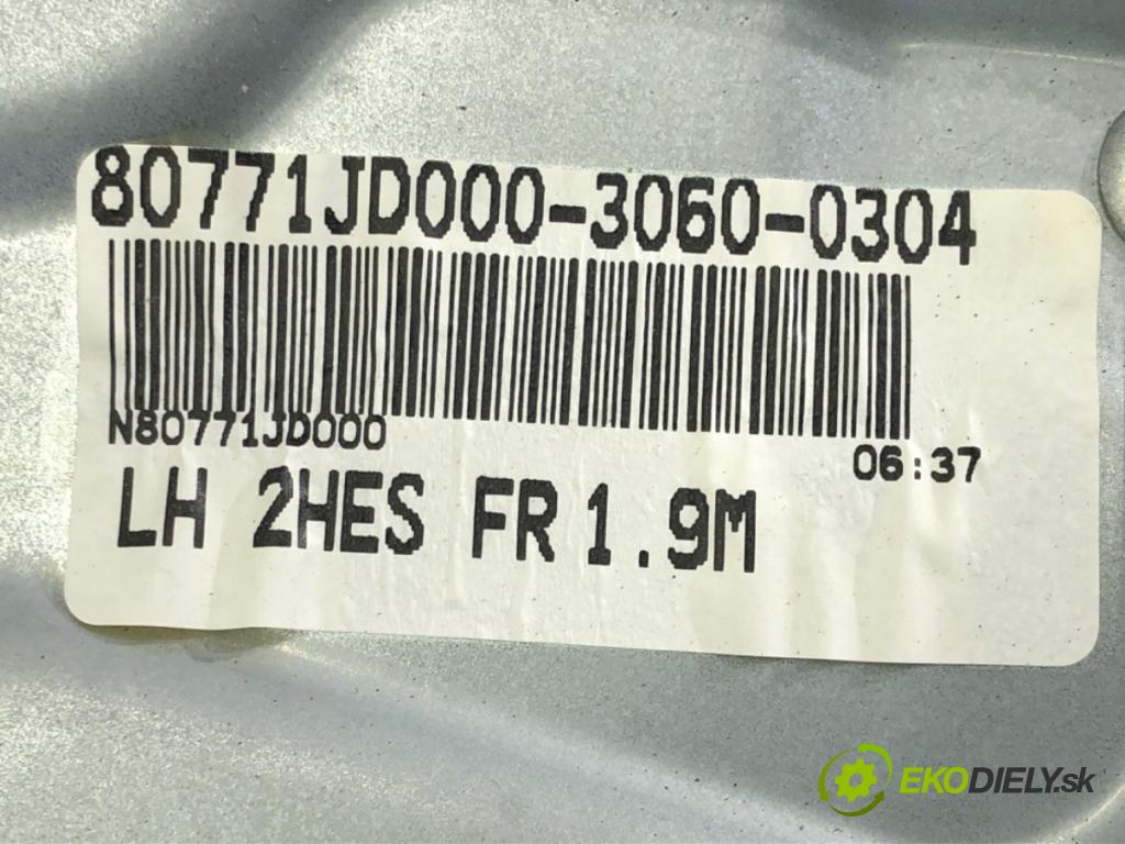 NISSAN QASHQAI / QASHQAI +2 I (J10, NJ10, JJ10E) 2006 - 2014    2.0 104 kW [141 KM] benzyna 2007 - 2013  mechanismus okna levý přední část 80771JD000