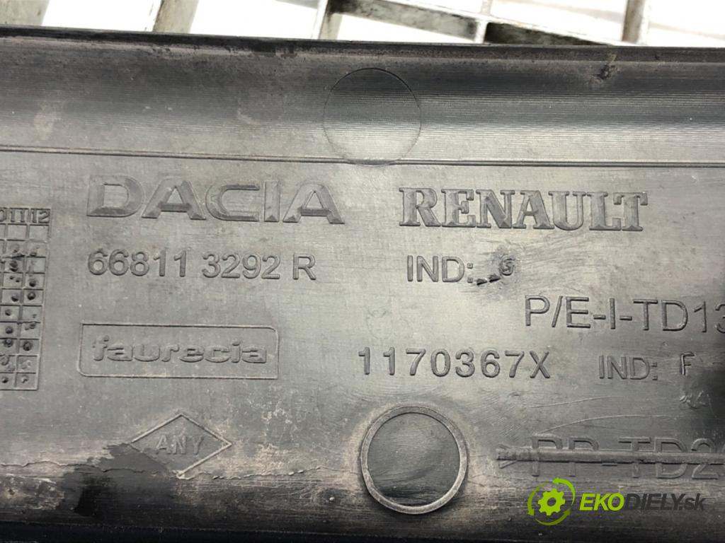 DACIA DUSTER (HM_) 2017 - 2022    1.5 dCi 115 (HMAD) 85 kW [116 KM] olej napędowy 2017 - 2022  Torpédo, plast pod čelné okno 668113292R (Torpéda)