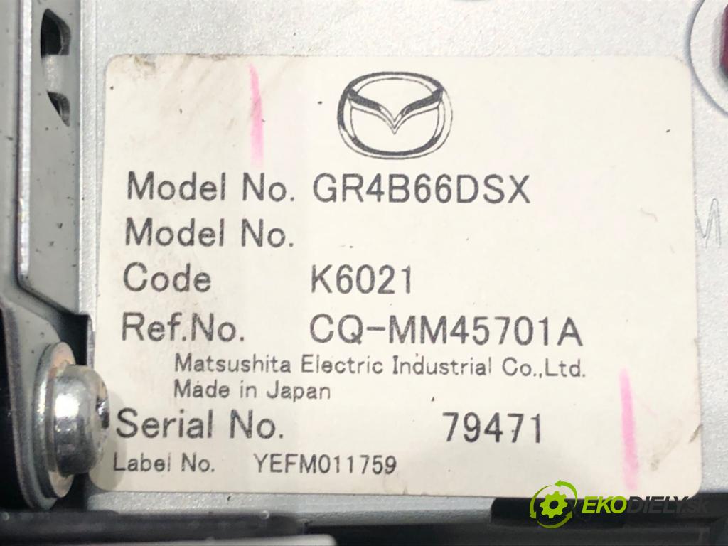 MAZDA 6 Hatchback (GG) 2002 - 2008    2.0 (GGES) 108 kW [147 KM] benzyna 2005 - 2007  RADIO GR4B66DSX (Audio zariadenia)