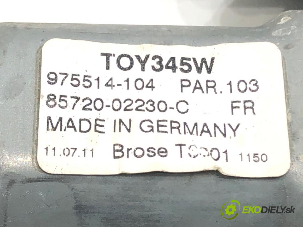 TOYOTA AURIS (_E15_) 2006 - 2012    1.6 (ZRE151_) 97 kW [132 KM] benzyna 2009 - 2012  mechanismus okna levý přední část 85720-02230-C