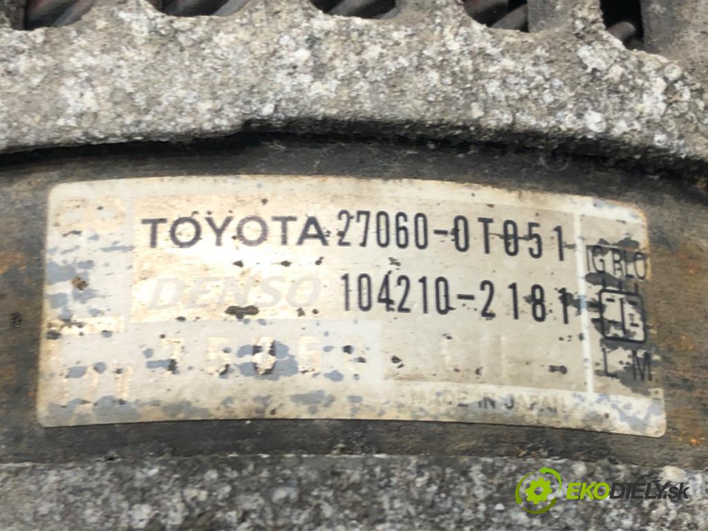 TOYOTA AURIS (_E15_) 2006 - 2012    1.6 (ZRE151_) 97 kW [132 KM] benzyna 2009 - 2012  Alternátor 27060-0T051 (Alternátory)