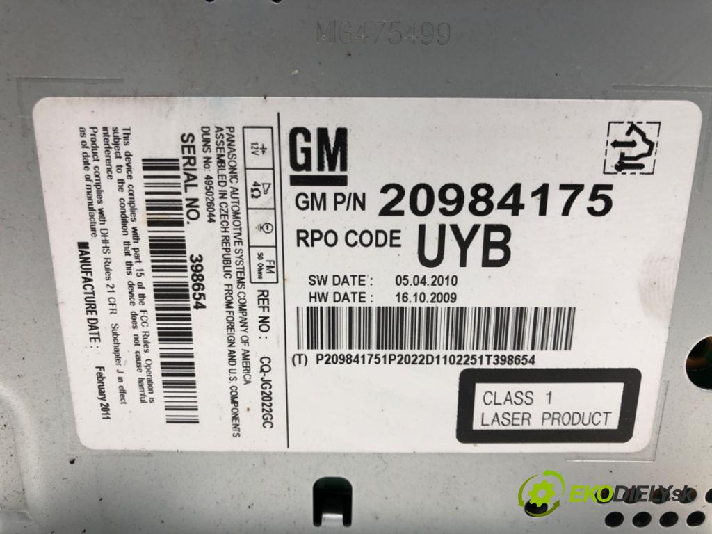 OPEL ASTRA J Sports Tourer (P10) 2010 - 2015    2.0 CDTI (35) 118 kW [160 KM] olej napędowy 2010 - 2015  RADIO 20984175 (Audio zariadenia)