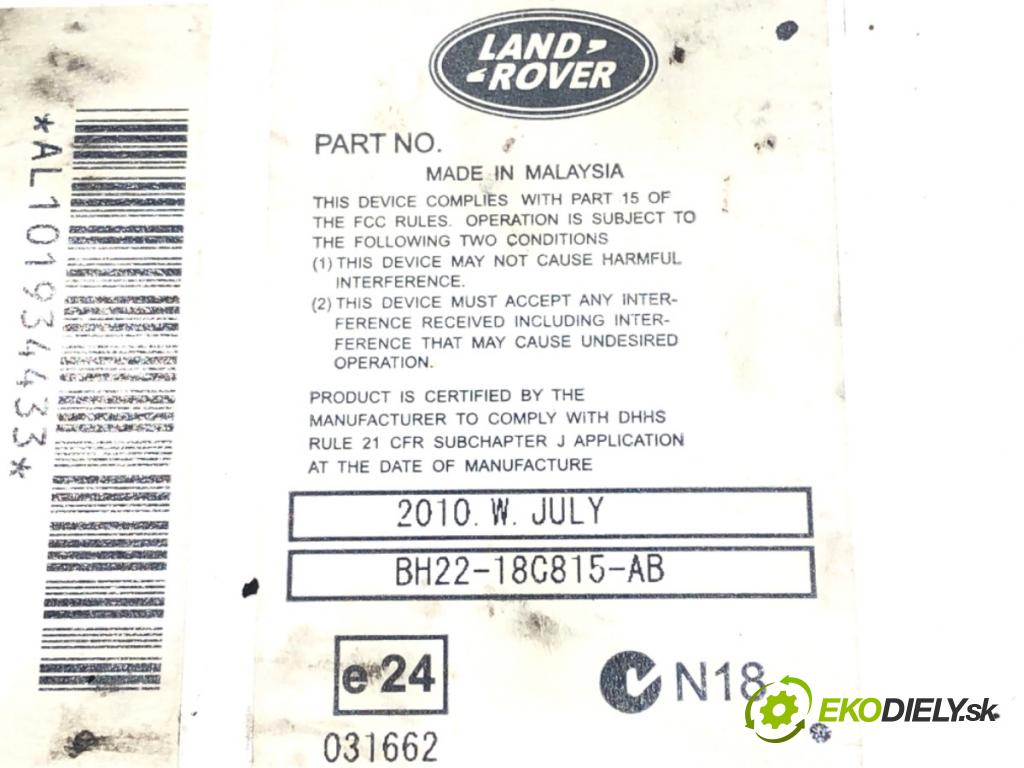 LAND ROVER RANGE ROVER SPORT I (L320) 2005 - 2013    3.0 D 4x4 180 kW [245 KM] olej napędowy 2009 - 2013  RADIO BH22-18C815-AB (Audio zariadenia)