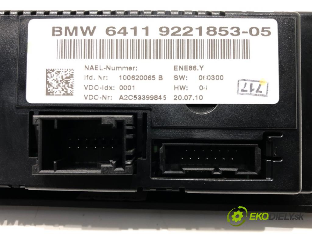 BMW 3 (E90) 2004 - 2012    318 d 105 kW [143 KM] olej napędowy 2007 - 2011  Panel ovládania kúrenia 9221853 (Prepínače, spínače, tlačidlá a ovládače kúrenia)