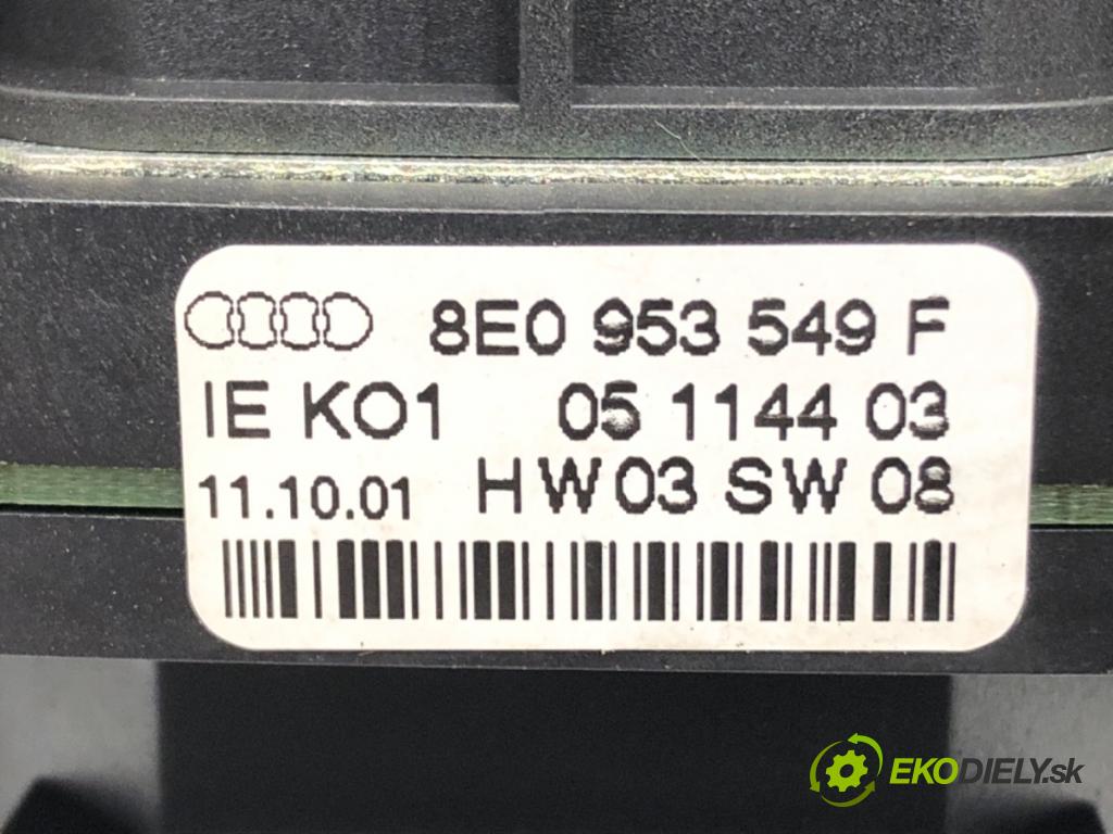 AUDI A4 B6 (8E2) 2000 - 2005    2.0 96 kW [130 KM] benzyna 2000 - 2004  Prepínač kombinovaný 8E0953549F (Prepínače, spínače, tlačidlá a ovládače kúrenia)