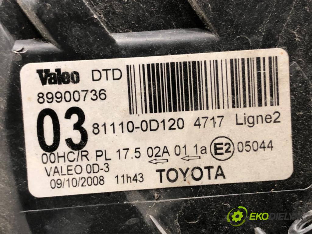 TOYOTA YARIS (_P9_) 2005 - 2014    1.3 VVT-i (SCP90_) 64 kW [87 KM] benzyna 2005 - 2010  Svetlomet pravy predný