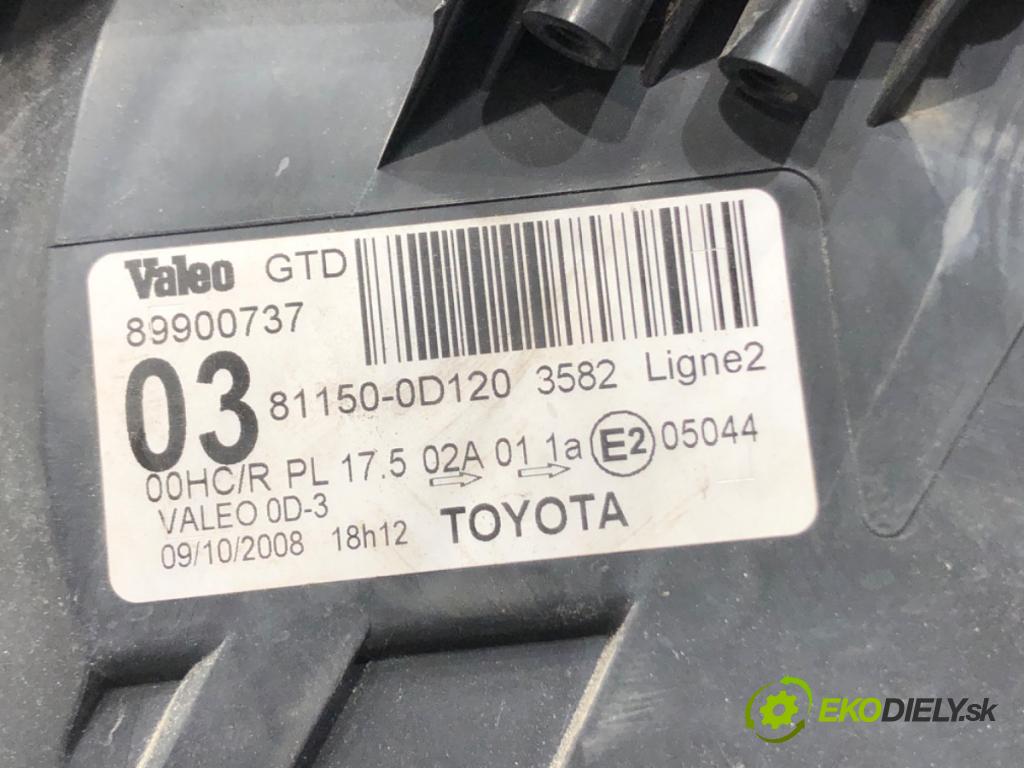 TOYOTA YARIS (_P9_) 2005 - 2014    1.3 VVT-i (SCP90_) 64 kW [87 KM] benzyna 2005 - 2010  Svetlomet ľavy predný