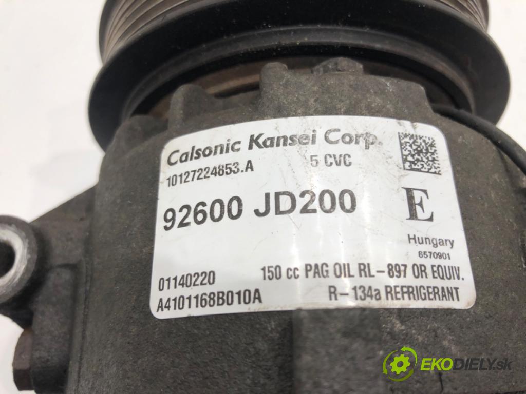 NISSAN QASHQAI / QASHQAI +2 I (J10, NJ10, JJ10E) 2006 - 2014    2.0 104 kW [141 KM] benzyna 2007 - 2013  kompresor klimatizace 92600JD200 (Kompresory)