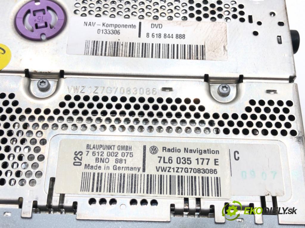 VW TOUAREG (7LA, 7L6, 7L7) 2002 - 2013    3.0 TDI 155 kW [211 KM] olej napędowy 2006 - 2010  RADIO 7L6035177E (Audio zariadenia)