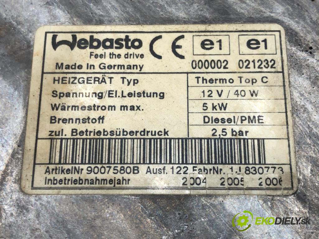 VW TOUAREG (7LA, 7L6, 7L7) 2002 - 2013    5.0 V10 TDI 230 kW [313 KM] olej napędowy 2002 - 2010  Webasto 7L6819008B (Webasto ohřívače)