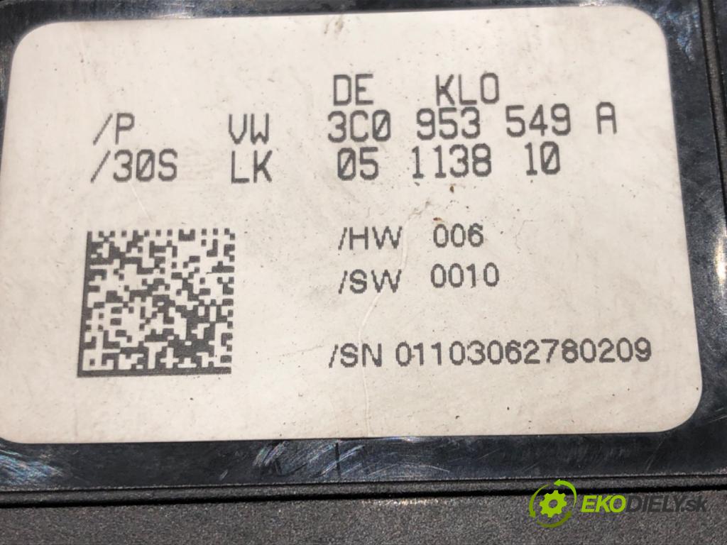 VW PASSAT B6 Variant (3C5) 2005 - 2011    1.9 TDI 77 kW [105 KM] olej napędowy 2005 - 2010  Modul uhlu uhlu 3C0953549A (Ostatné)