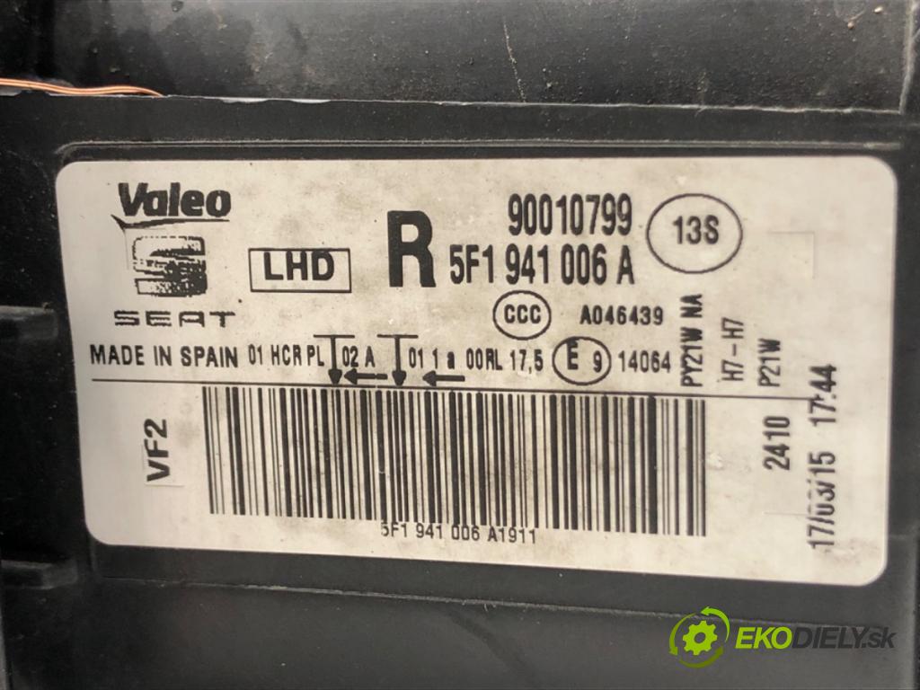 SEAT LEON (5F1) 2012 - 2022    1.6 TDI 77 kW [105 KM] olej napędowy 2012 - 2022  Svetlomet pravy predný 5F1941006A