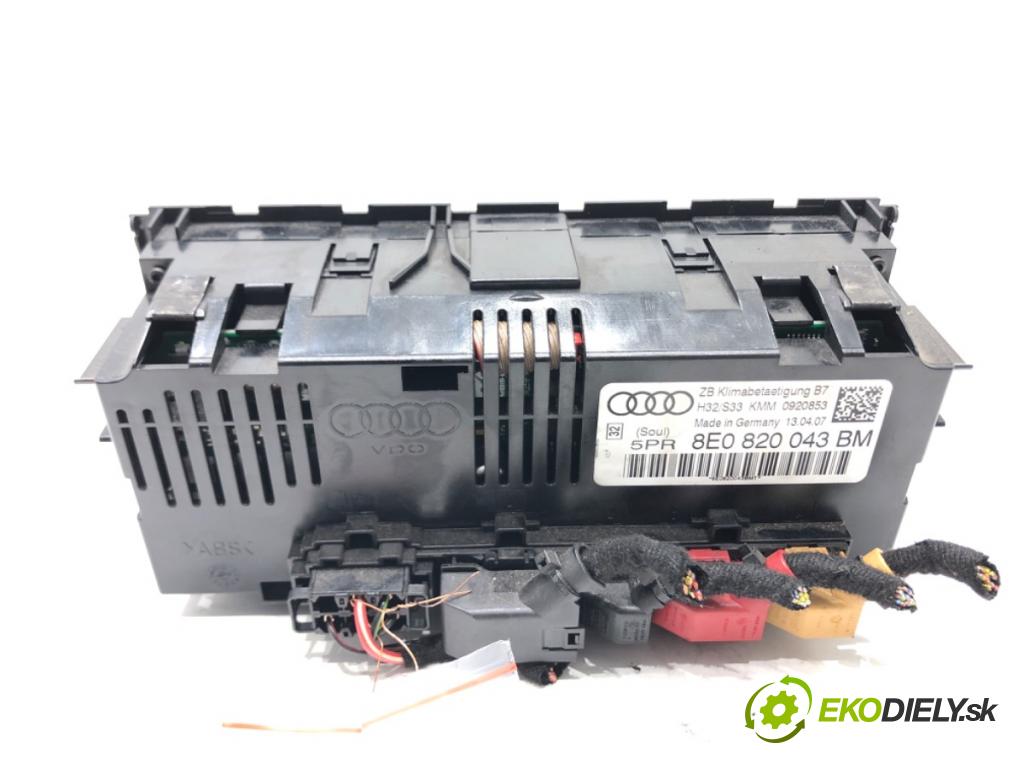 AUDI A4 B7 Avant (8ED) 2004 - 2008    2.0 TDI 125 kW [170 KM] olej napędowy 2006 - 2008  Panel ovládania kúrenia 8E0820043BM (Prepínače, spínače, tlačidlá a ovládače kúrenia)