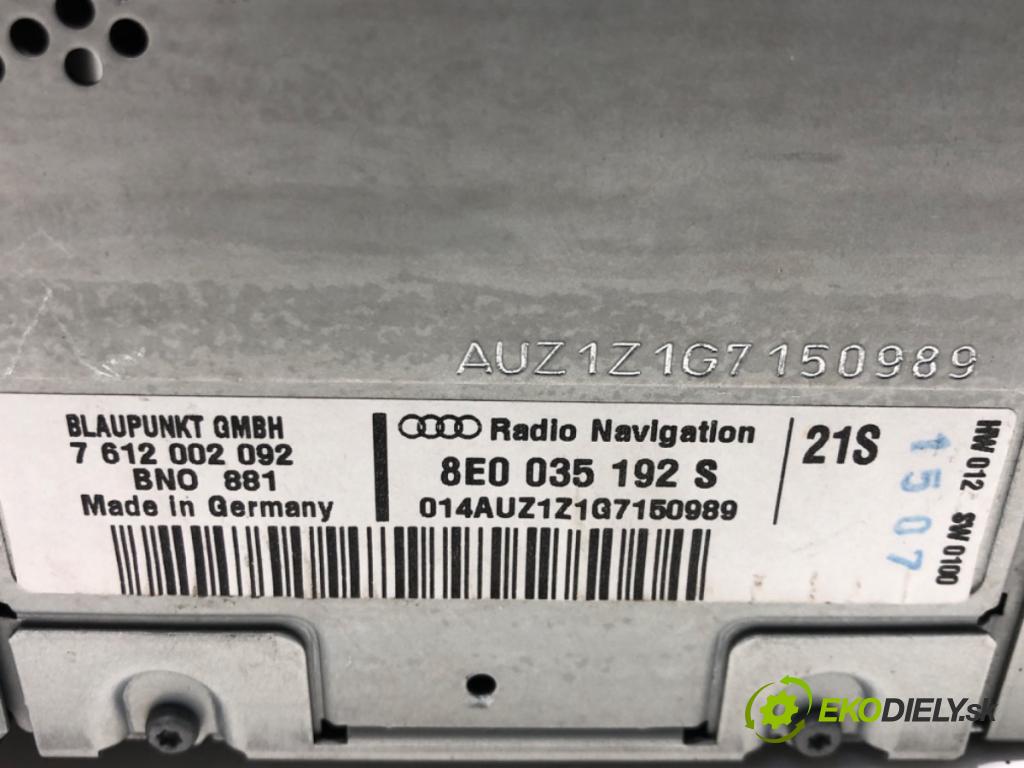 AUDI A4 B7 Avant (8ED) 2004 - 2008    2.0 TDI 125 kW [170 KM] olej napędowy 2006 - 2008  RADIO 8E0035192S (Audio zariadenia)