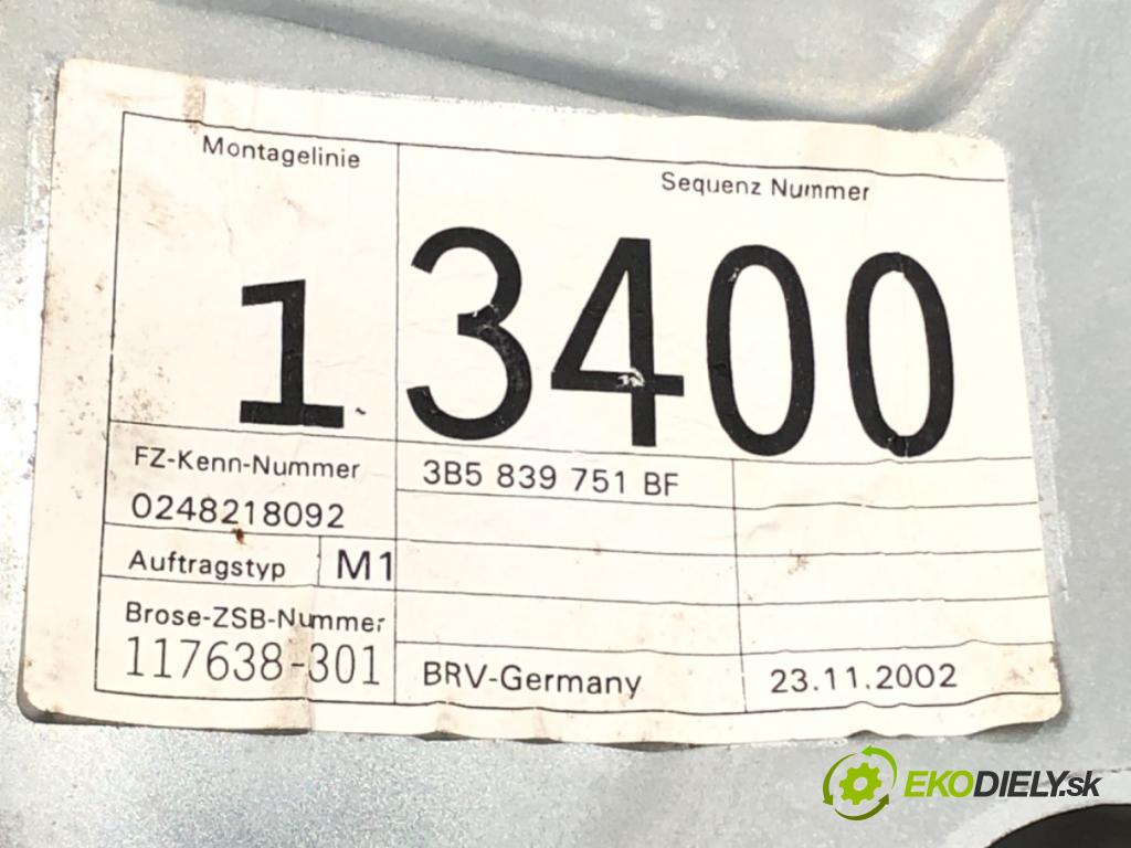 VW PASSAT B5.5 (3B3) 2000 - 2005    1.8 T 20V 110 kW [150 KM] benzyna 2000 - 2005  mechanismus okna levý zadní část 3B5839751BF