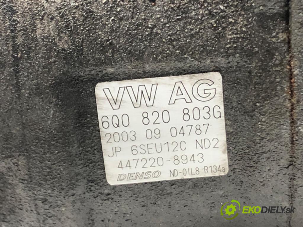 VW POLO (9N_, 9A_) 2001 - 2014    1.2 12V 47 kW [64 KM] benzyna 2001 - 2007  kompresor klimatizace 6Q0820803G (Kompresory)