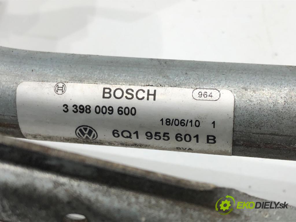 VW POLO (9N_, 9A_) 2001 - 2014    1.2 12V 47 kW [64 KM] benzyna 2001 - 2007  Mechanizmus stieračov predný 6Q1955601B (Motorčeky stieračov predné)