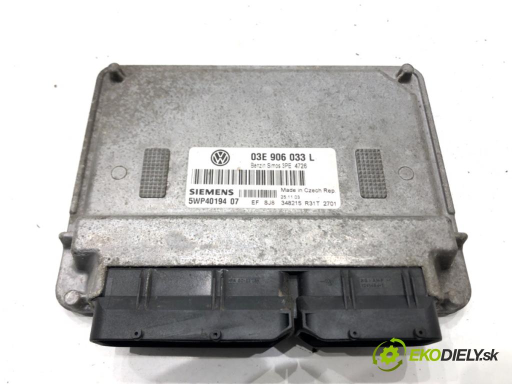 VW POLO (9N_, 9A_) 2001 - 2014    1.2 12V 47 kW [64 KM] benzyna 2001 - 2007  riadiaca jednotka Motor 03E906033L (Riadiace jednotky)