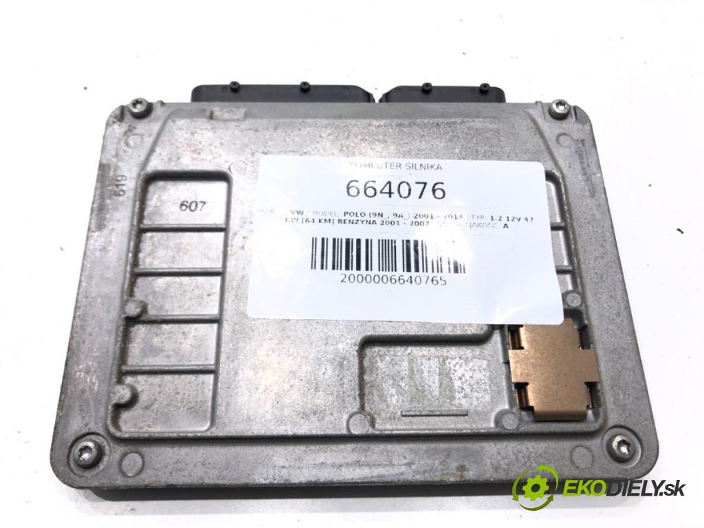 VW POLO (9N_, 9A_) 2001 - 2014    1.2 12V 47 kW [64 KM] benzyna 2001 - 2007  riadiaca jednotka Motor 03E906033L (Riadiace jednotky)