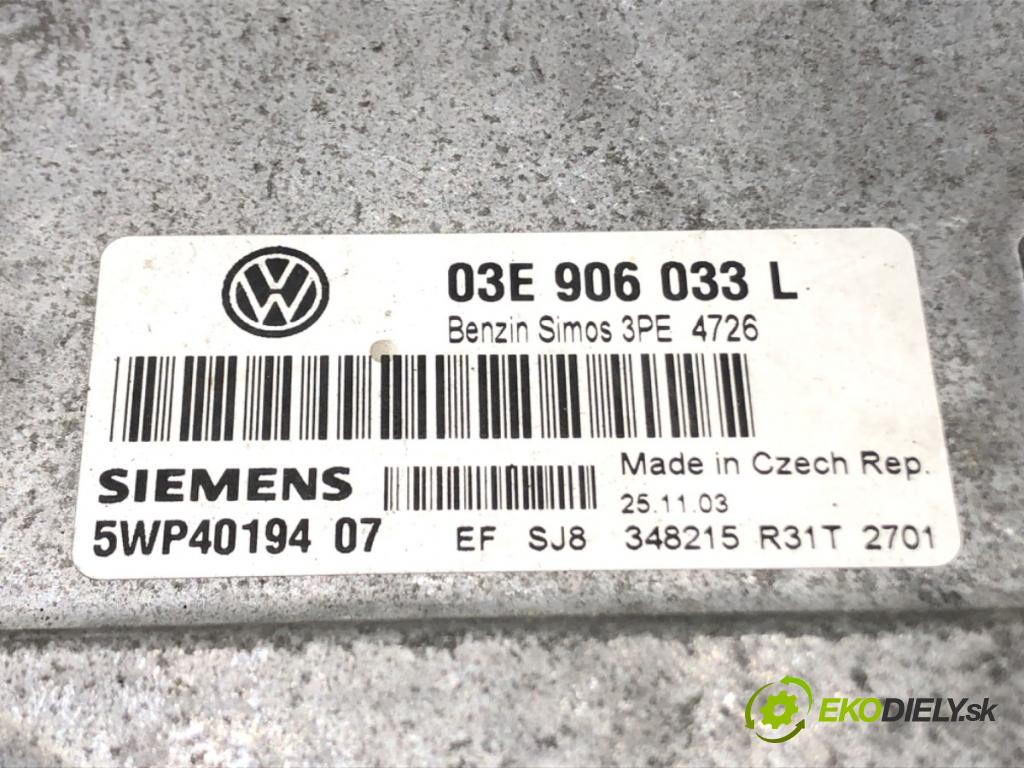 VW POLO (9N_, 9A_) 2001 - 2014    1.2 12V 47 kW [64 KM] benzyna 2001 - 2007  riadiaca jednotka Motor 03E906033L (Riadiace jednotky)