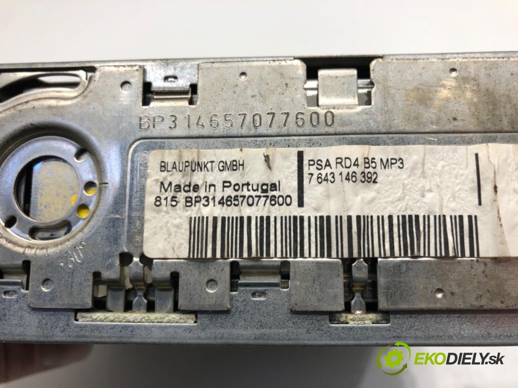 CITROEN C4 I (LC_) 2004 - 2014    1.6 HDi 80 kW [109 KM] olej napędowy 2004 - 2011  RADIO 7643146392 (Audio zariadenia)