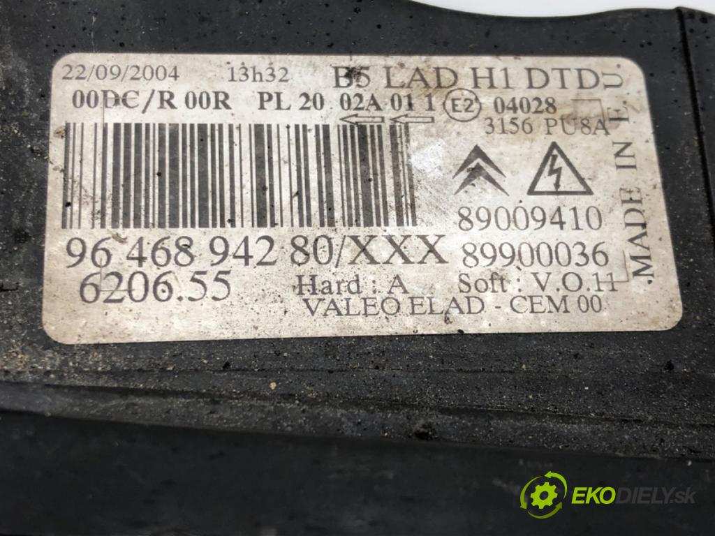 CITROEN C4 I (LC_) 2004 - 2014    1.6 HDi 80 kW [109 KM] olej napędowy 2004 - 2011  Svetlomet pravy predný XENON 9646894280