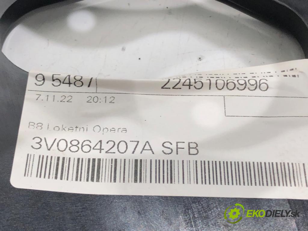 SKODA SUPERB III (3V3) 2015 - 2022    2.0 TDI 147 kW [200 KM] olej napędowy 2020 - 2022  Lakťová opierka 3V0864207A (Lakťové opierky)