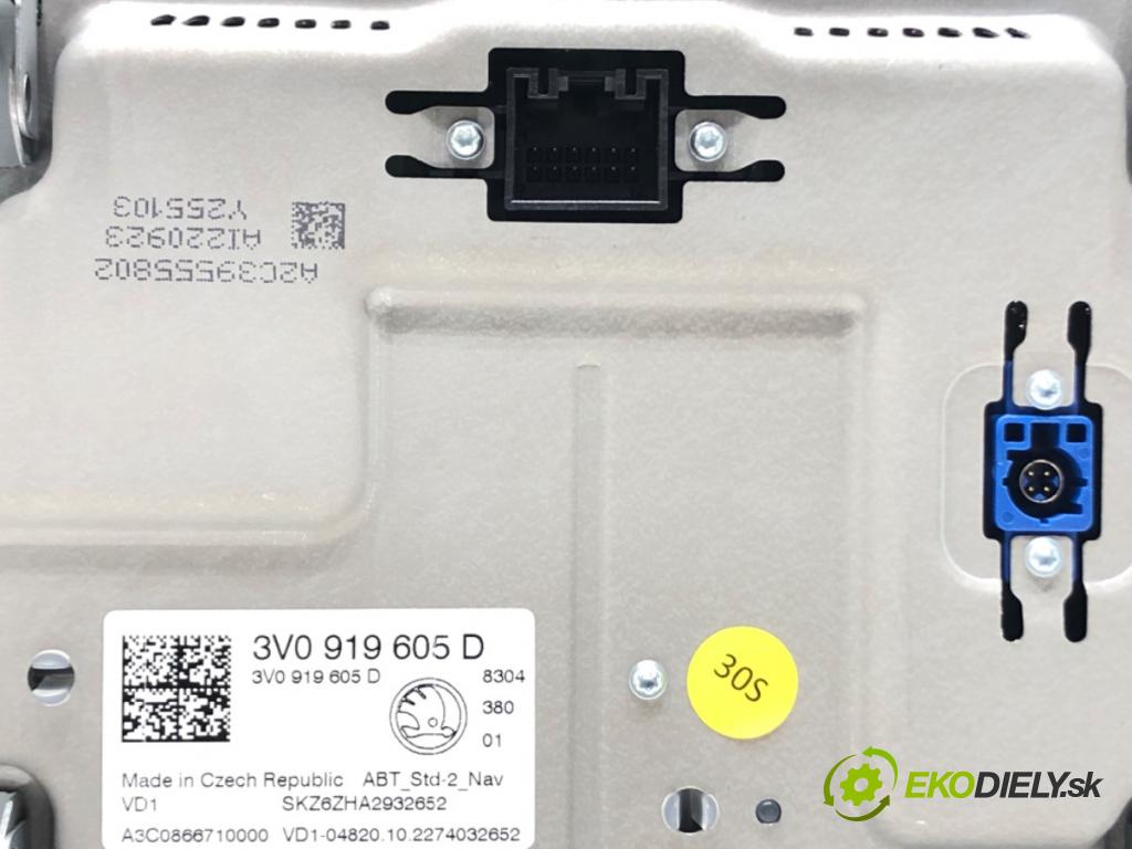 SKODA SUPERB III (3V3) 2015 - 2022    2.0 TDI 147 kW [200 KM] olej napędowy 2020 - 2022  Dislpej navigácie 3V0919605D (Prístrojové dosky, displeje)