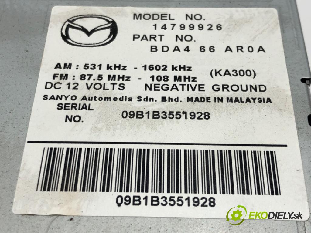 MAZDA 3 (BL) 2008 - 2014    1.6 MZR (BL14) 77 kW [105 KM] benzyna 2008 - 2014  RADIO 14799926 (Audio zariadenia)