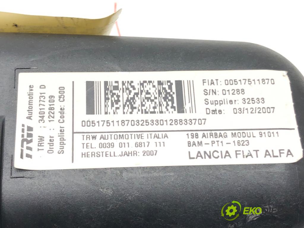 FIAT BRAVO II (198_) 2006 - 2022    1.9 D Multijet (198AXC1B) 110 kW [150 KM] olej napędowy 2007 - 2014  AirBag spolujazdca 00517511870 (Airbagy)