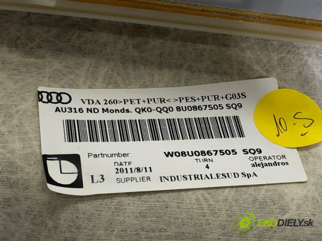 AUDI Q3 (8UB, 8UG) 2011 - 2018    2.0 TDI 130 kW [177 KM] olej napędowy 2011 - 2015  Stropný tapacír  (Stropné tapacíre)