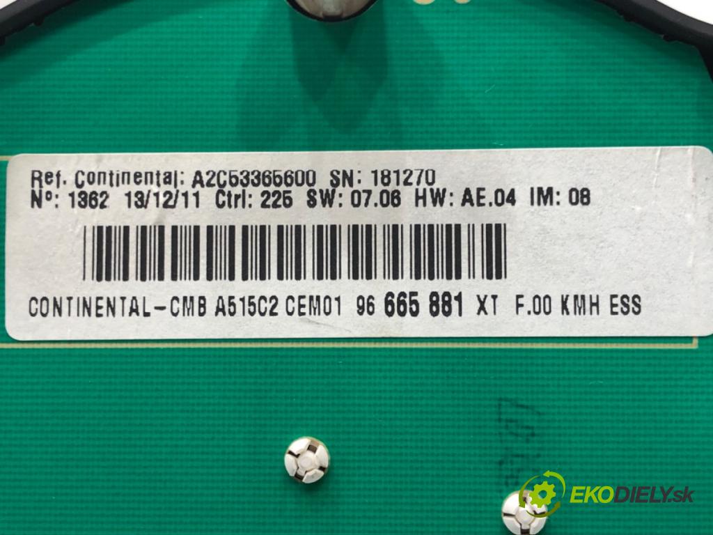 CITROEN C3 II (SC_) 2009 - 2022    1.4 54 kW [73 KM] benzyna 2009 - 2016  Prístrojovka 96665881XT (Prístrojové dosky, displeje)