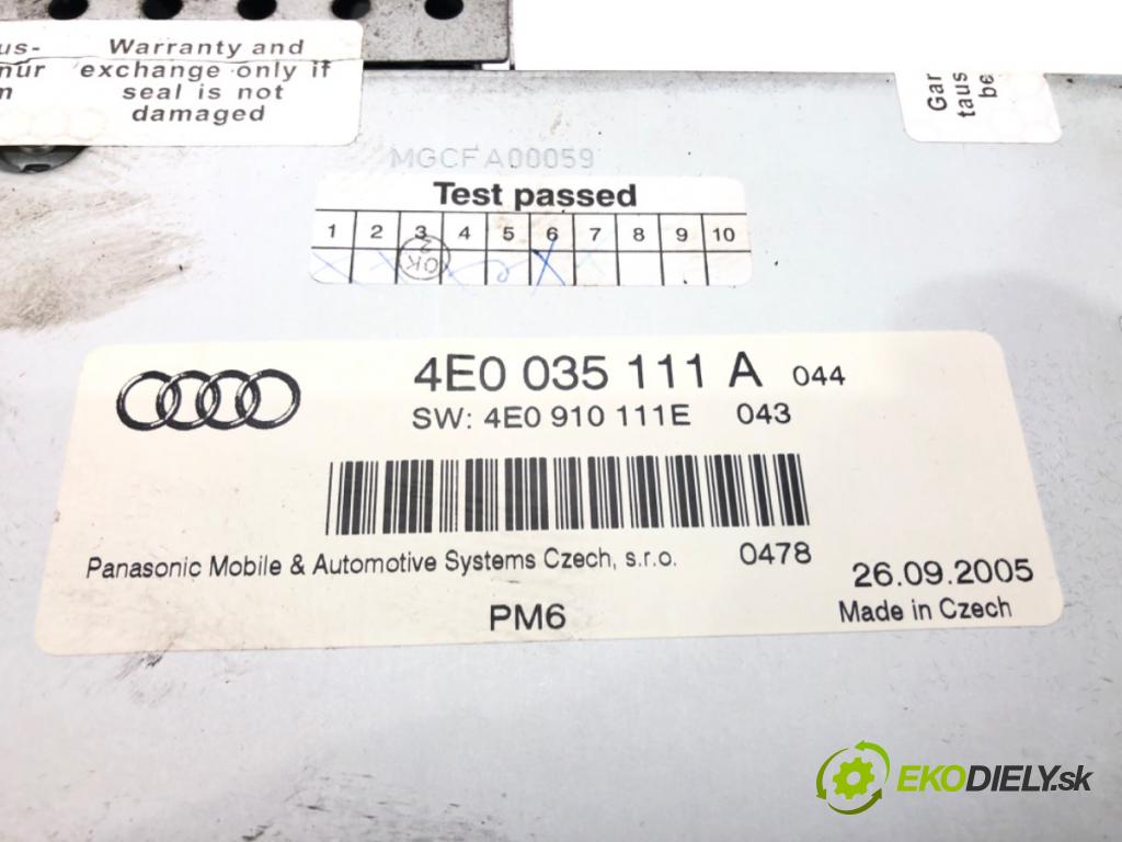 AUDI A6 C6 Avant (4F5) 2004 - 2011    3.0 TDI quattro 165 kW [225 KM] olej napędowy 2005 - 2006  měnič CD 4E0035111A (CD měniče)