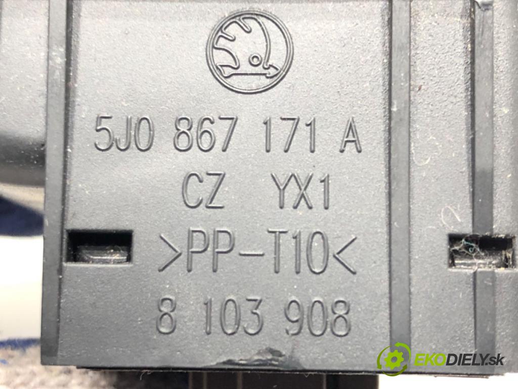 SKODA ROOMSTER (5J7) 2006 - 2015    1.2 51 kW [70 KM] benzyna 2007 - 2015  Prepínač okien 5J0867171A (Prepínače, spínače, tlačidlá a ovládače kúrenia)