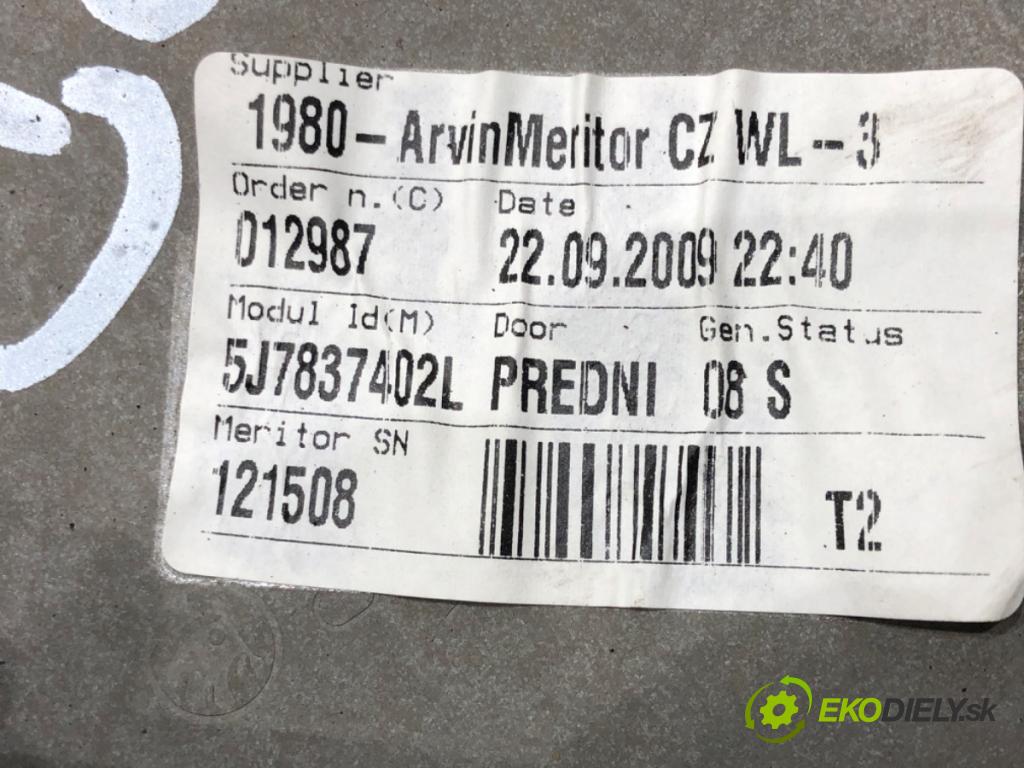 SKODA ROOMSTER (5J7) 2006 - 2015    1.2 51 kW [70 KM] benzyna 2007 - 2015  mechanismus okna pravý přední část 6Q2959801F