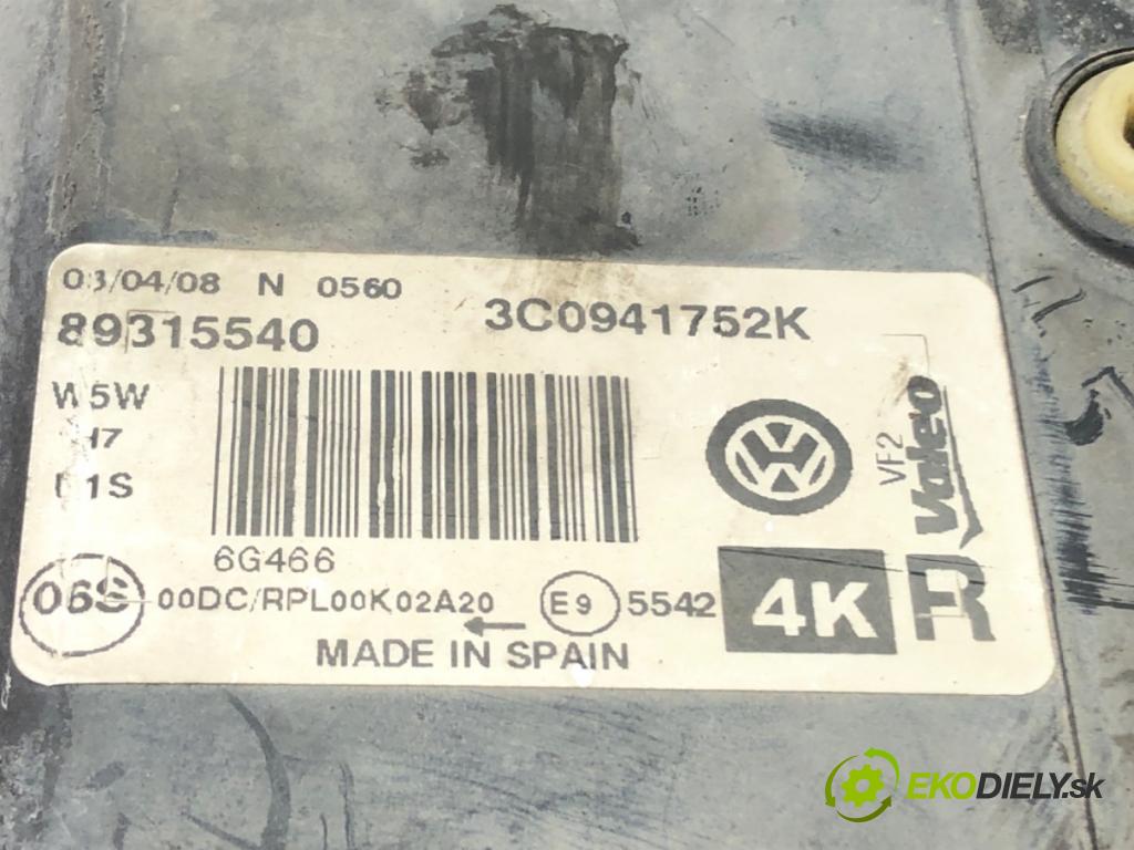 VW PASSAT B6 Variant (3C5) 2005 - 2011    2.0 TDI 103 kW [140 KM] olej napędowy 2005 - 2009  Svetlomet pravy predný XENON 3C0941752K