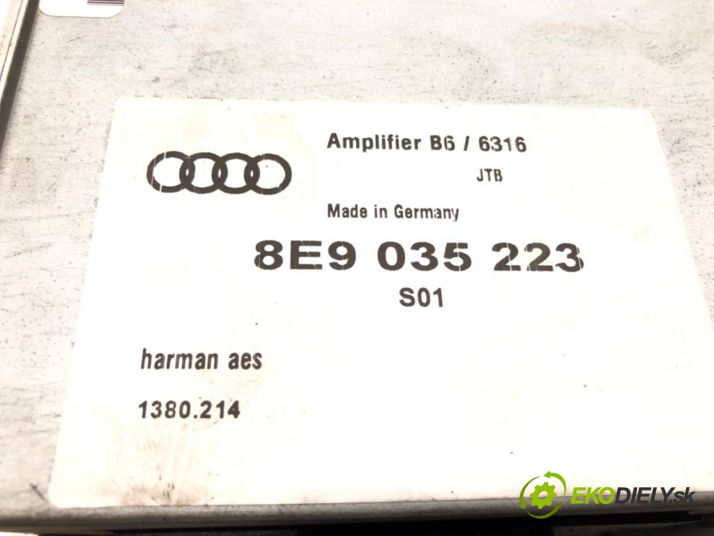 AUDI A4 B6 Avant (8E5) 2000 - 2005    1.9 TDI 96 kW [130 KM] olej napędowy 2001 - 2004  Zosilňovač 8E9035223 (Zosilňovače)