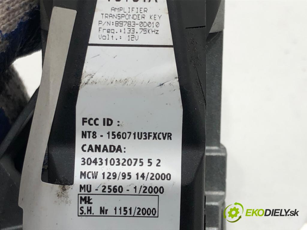 TOYOTA YARIS (_P1_) 1999 - 2005    1.0 (SCP10_) 48 kW [65 KM] benzyna 2003 - 2005  spinačka 89783-0D010 (Spínacie skrinky a kľúče)