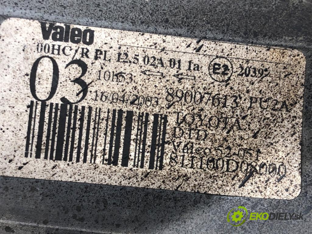 TOYOTA YARIS (_P1_) 1999 - 2005    1.0 (SCP10_) 48 kW [65 KM] benzyna 2003 - 2005  Svetlomet pravy predný 89007613