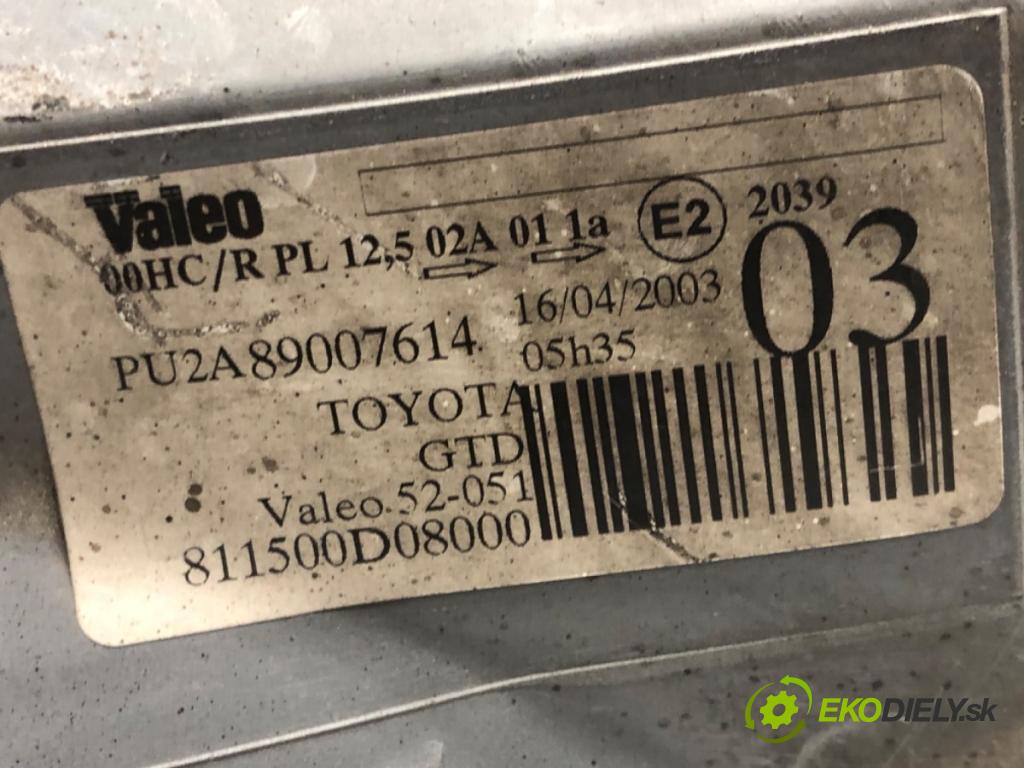 TOYOTA YARIS (_P1_) 1999 - 2005    1.0 (SCP10_) 48 kW [65 KM] benzyna 2003 - 2005  Svetlomet ľavy predný 89007614