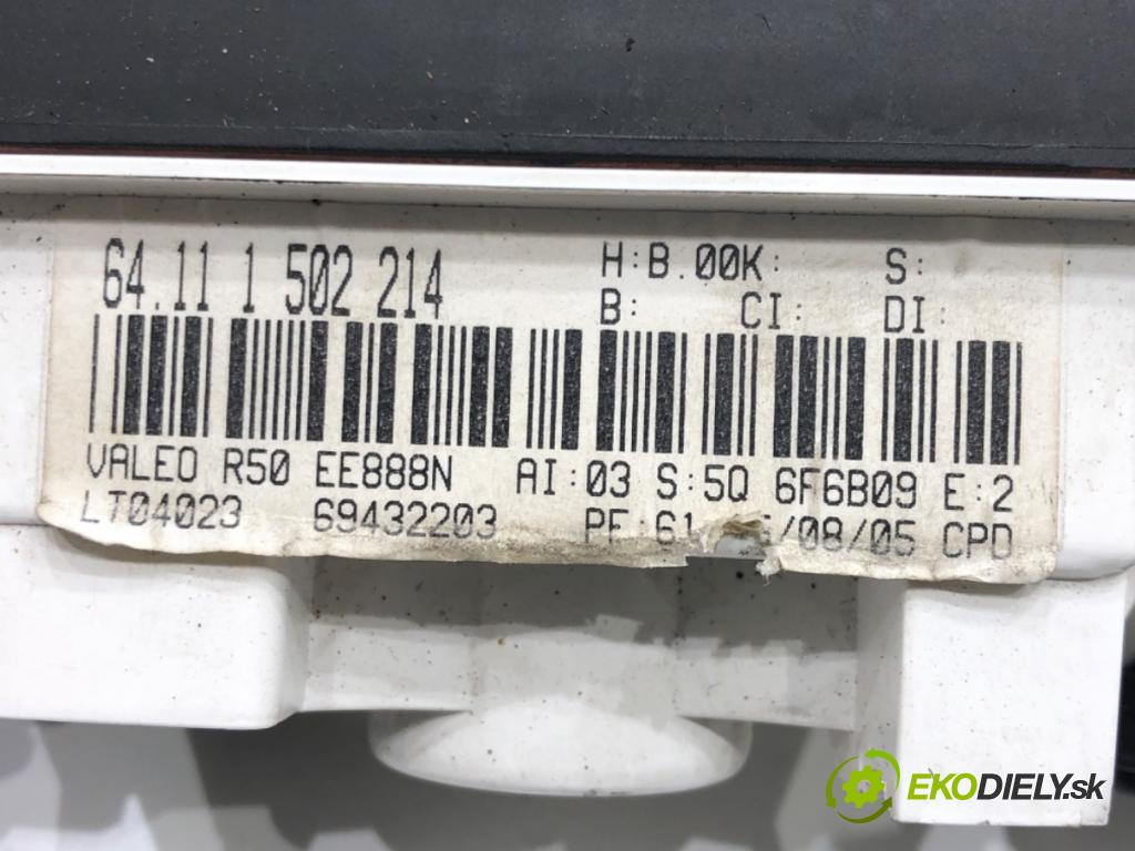 MINI MINI (R50, R53) 2001 - 2006    One 66 kW [90 KM] benzyna 2001 - 2006  Panel ovládania kúrenia 1502214 (Prepínače, spínače, tlačidlá a ovládače kúrenia)