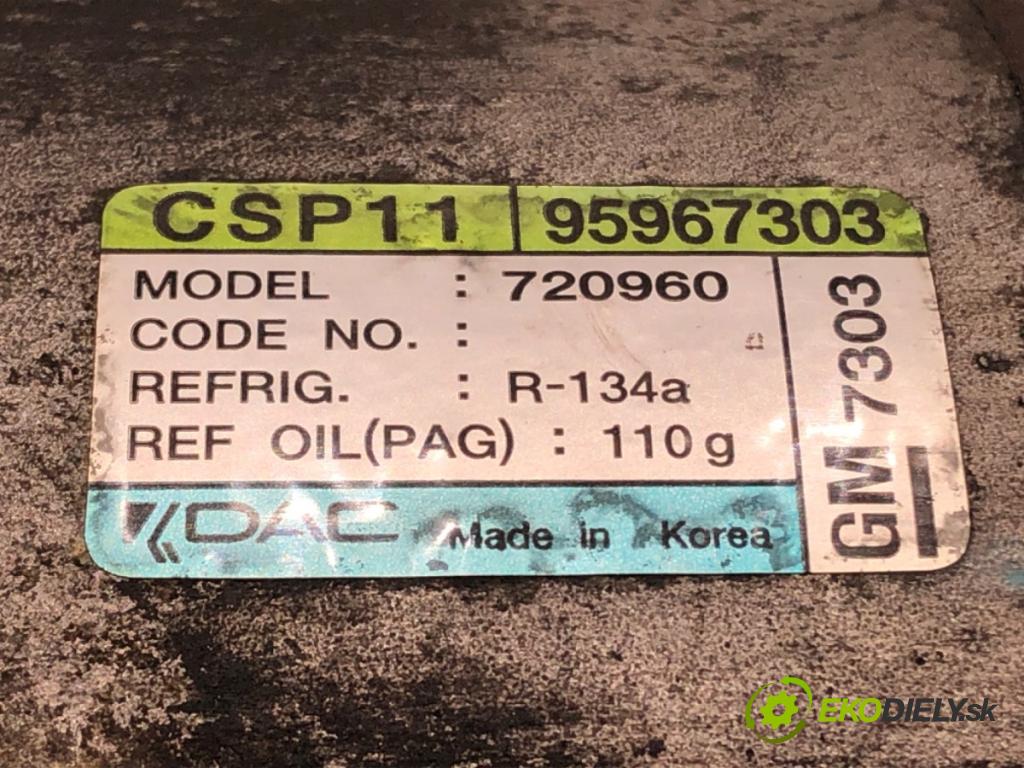 CHEVROLET SPARK (M300) 2009 - 2022    1.0 50 kW [68 KM] benzyna 2010 - 2022  kompresor klimatizace 95967303 (Kompresory)